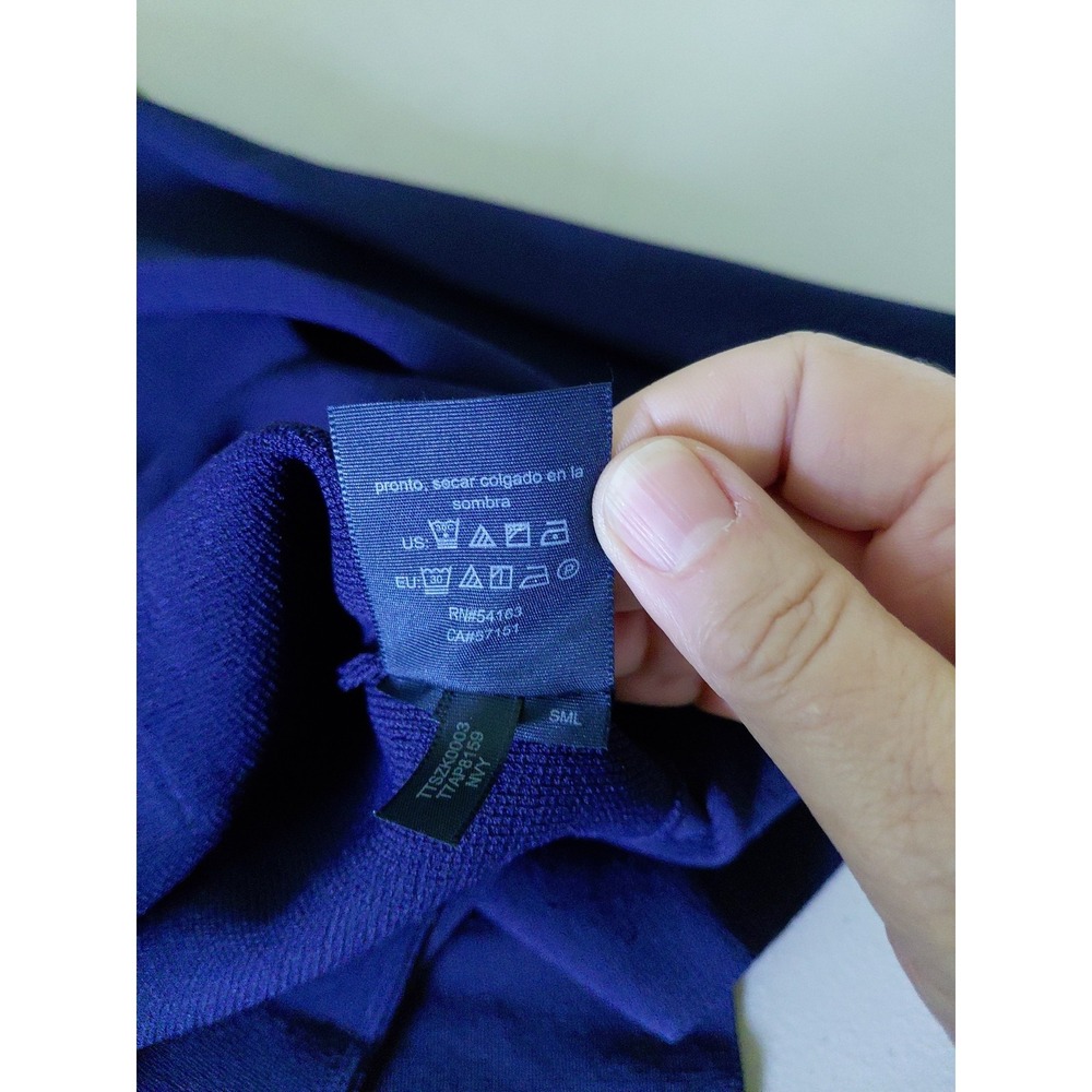 Tommy Hilfiger Sweater Large Navy Blue Peplum Zip Front Liquid Knit Preppy Class - Picture 8 of 13